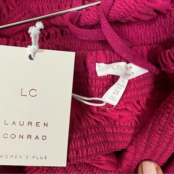 Lauren Conrad jersey pink smocked lace top size 2X - Picture 6 of 8